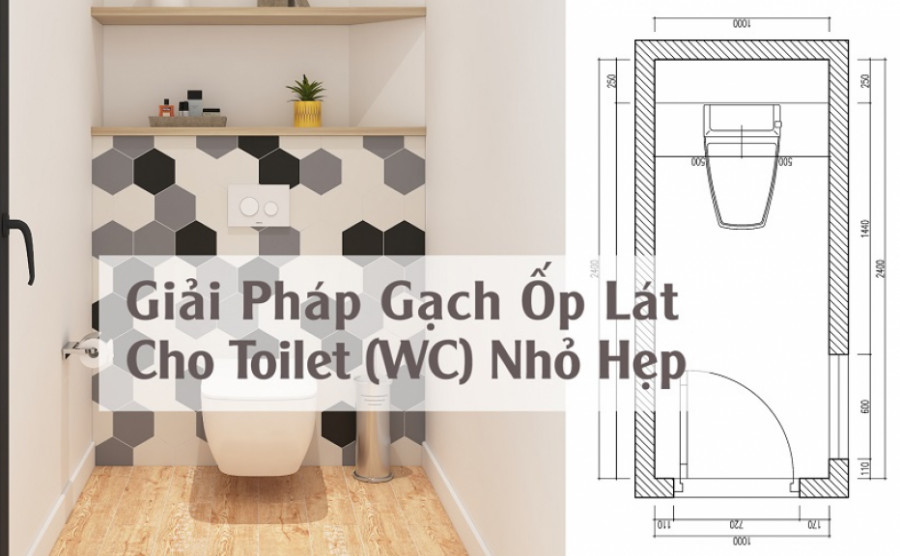 Solutions for small and narrow toilets (WC) with floor and wall tiles
